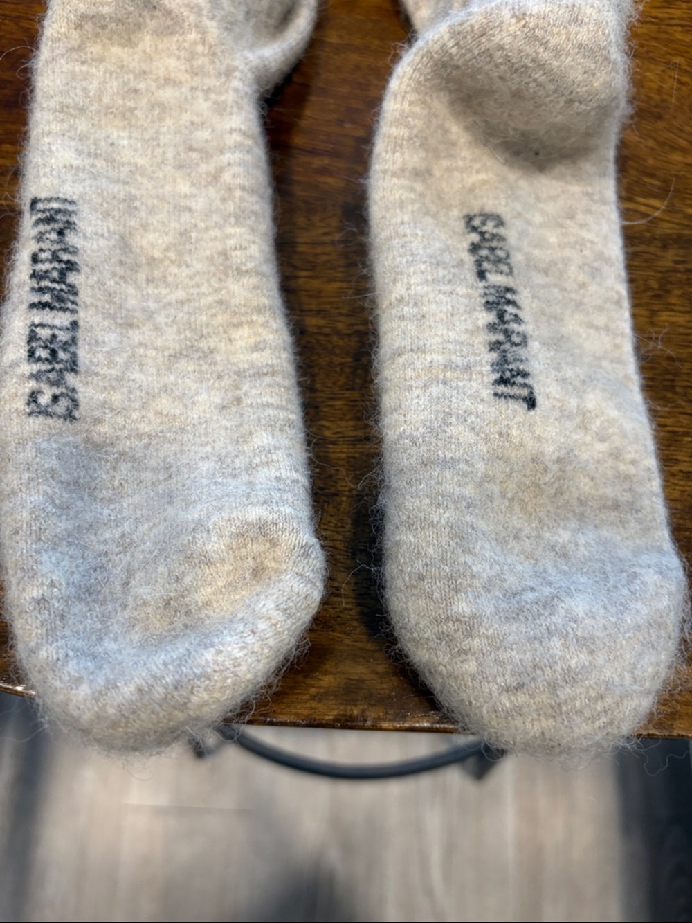 Isabel Marant Beige Crew Socks with Black Logo Band - Picture 7 of 7